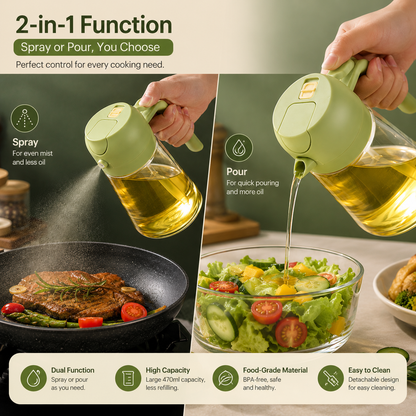 2-in-1 Oil Sprayer & Dispenser Bottle (500ml)