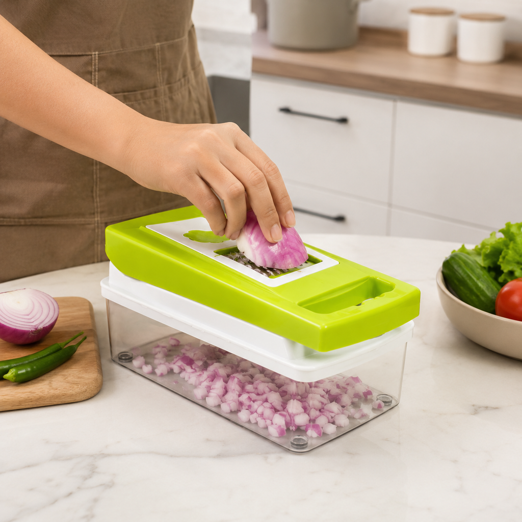 12-in-1 Multifunction Vegetable Chopper & Slicer with Storage Container