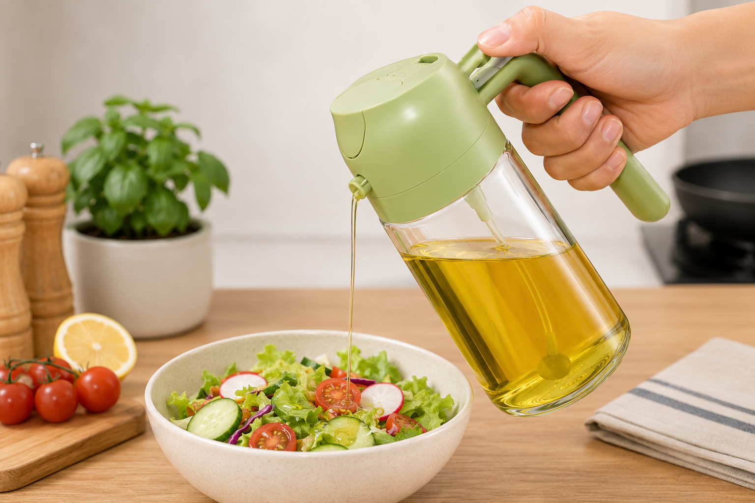 2-in-1 Oil Sprayer & Dispenser Bottle (500ml)