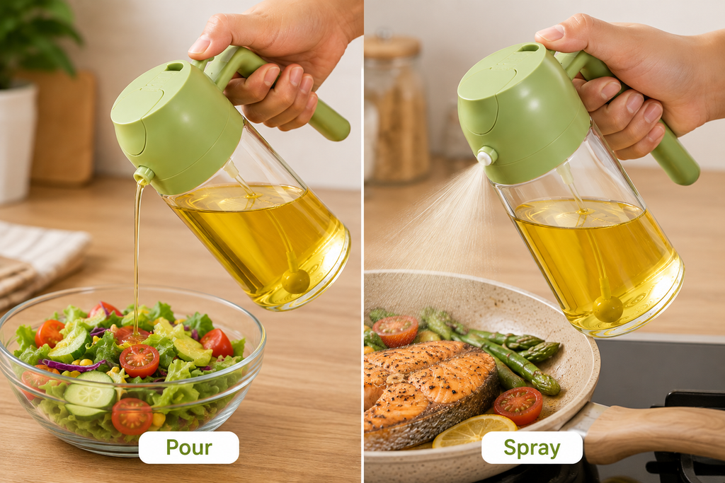2-in-1 Oil Sprayer & Dispenser Bottle (500ml)