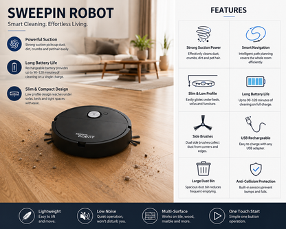 Smart Self-Cleaning Robot Vacuum & Sweeper