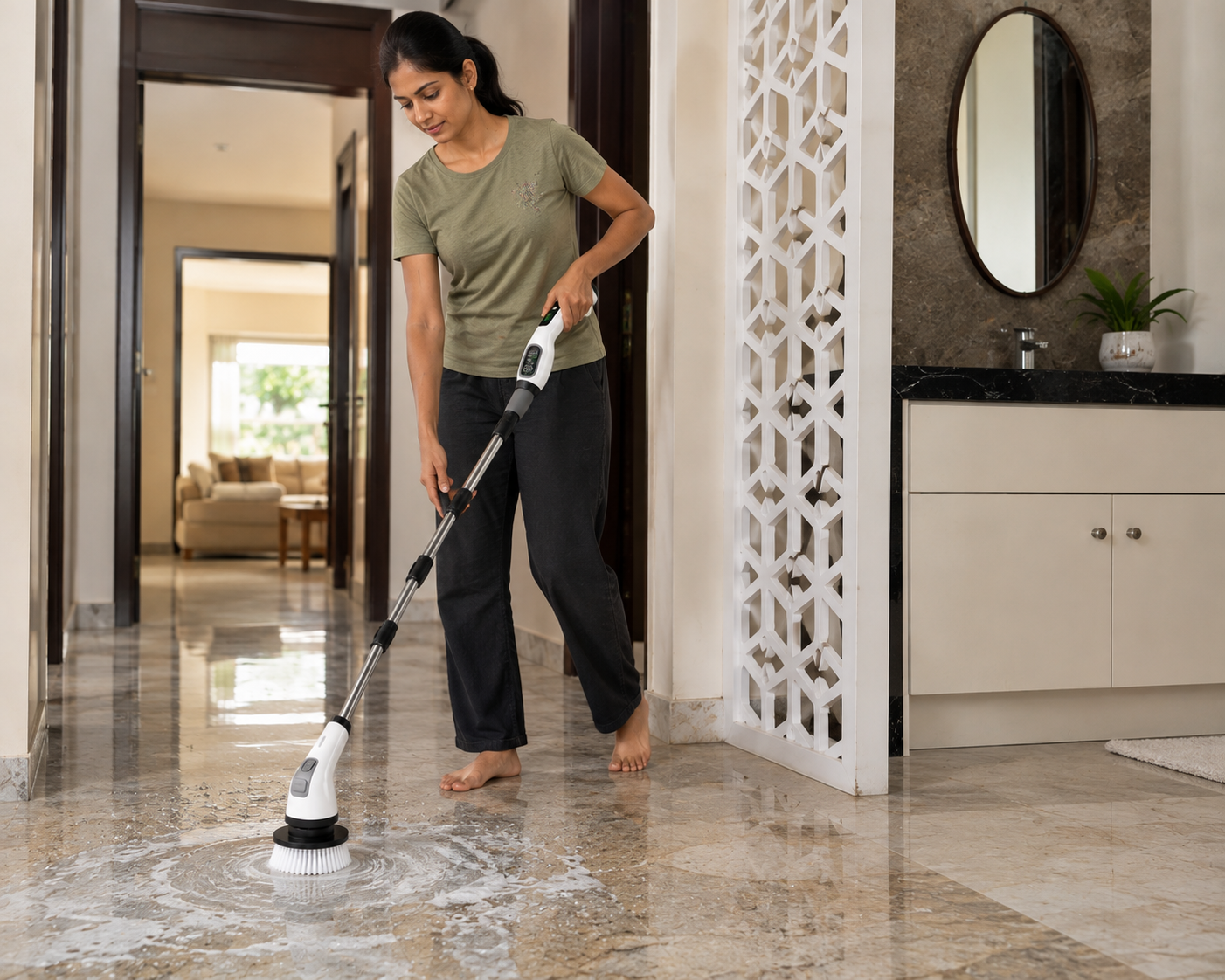7-in-1 Cordless Electric Spin Scrubber with Extendable Handle